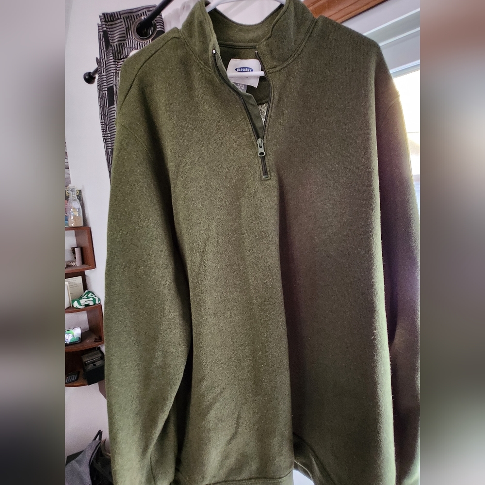3xlt green pullover with 1/4 zip